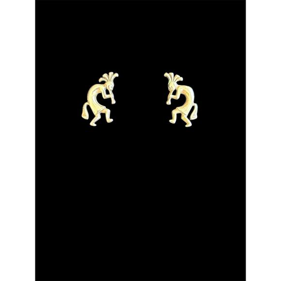 VTG Signed Sterling Silver Kokopelli Stud Earrings Southwest Tribal Style 925 - Picture 1 of 4